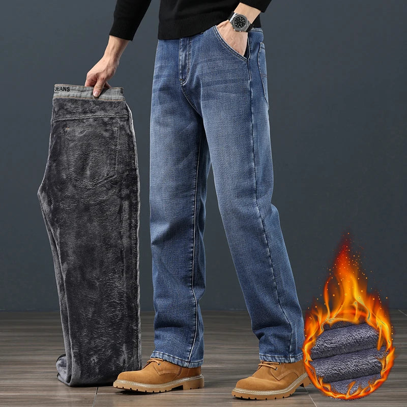 Winter Fleece Men Jeans