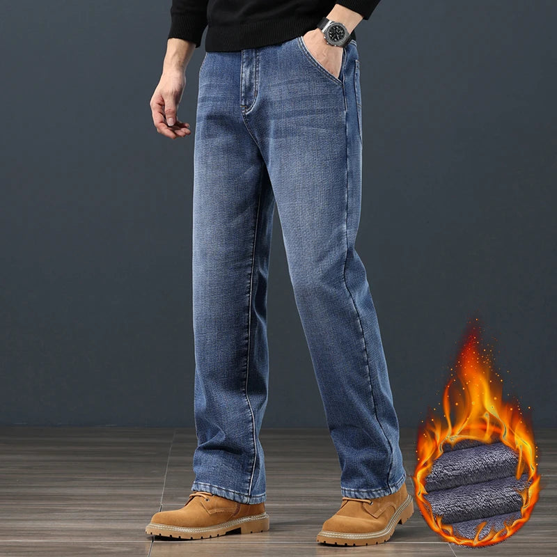 Winter Fleece Men Jeans