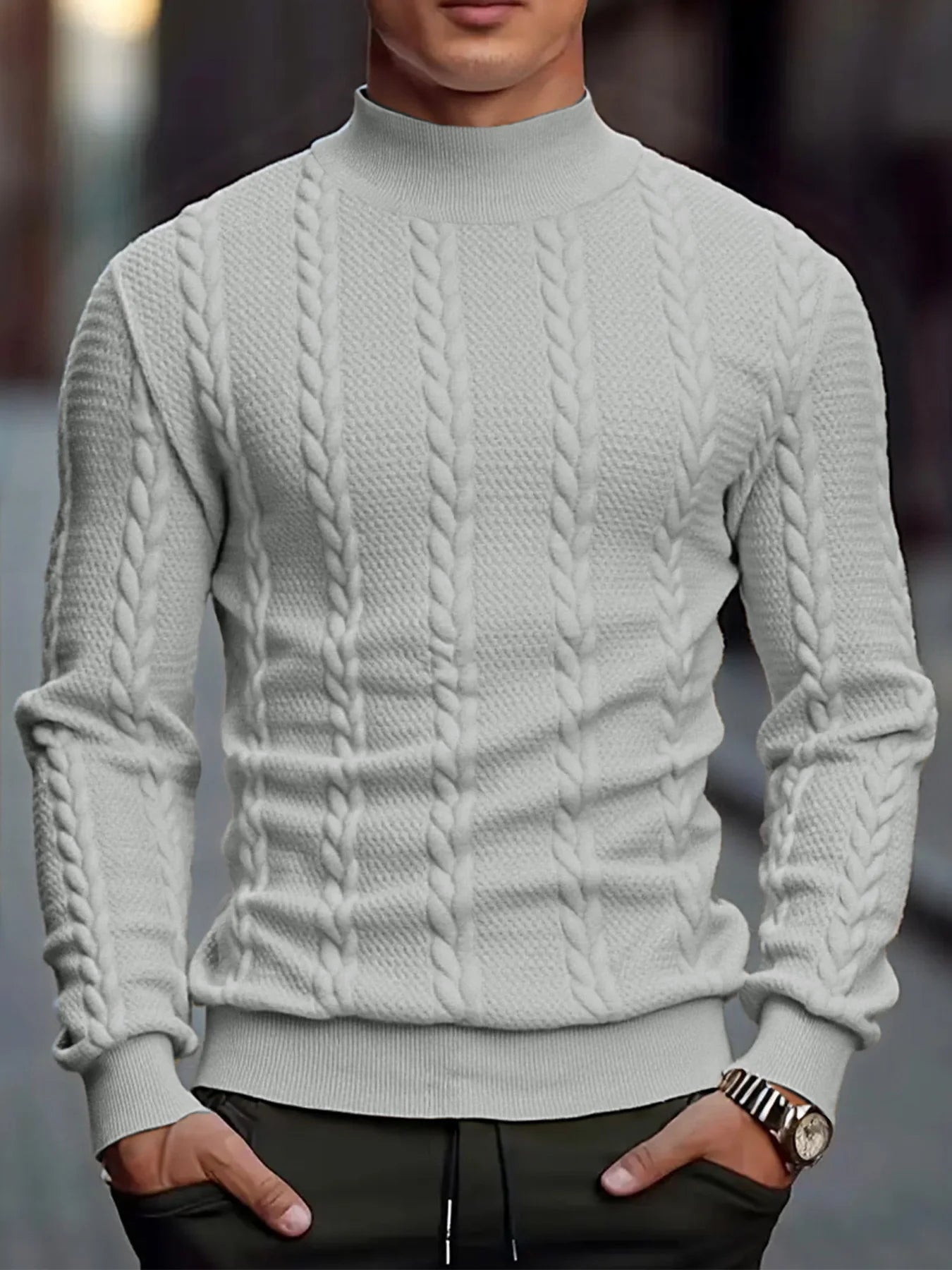 Men's Knitted High Collar Sweater