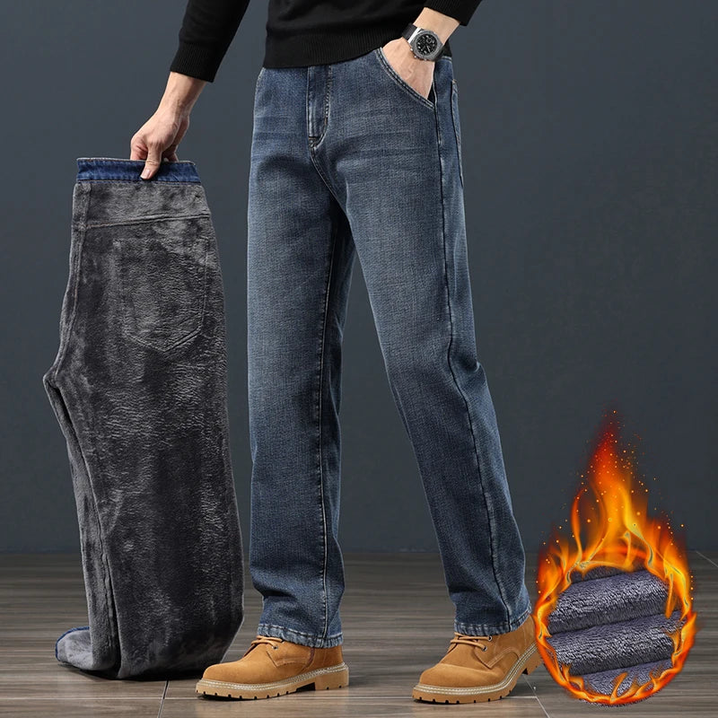 Winter Fleece Men Jeans