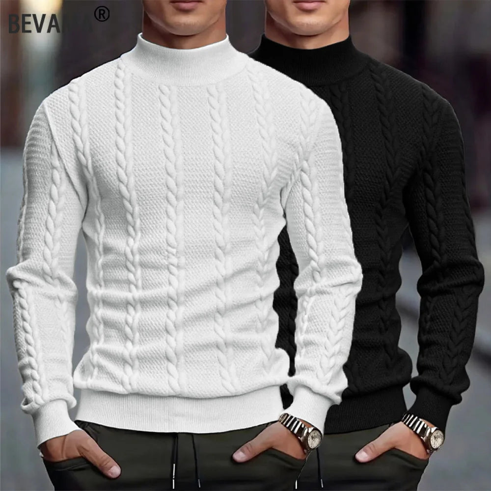 Men's Knitted High Collar Sweater
